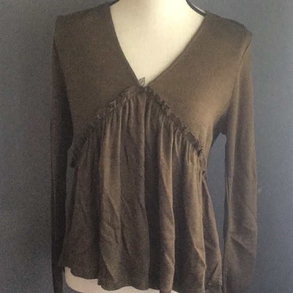 ❌DONATED❌Olive Green Babydoll V-neck Tie Detailed Soft Knit Top - Picture 4 of 10